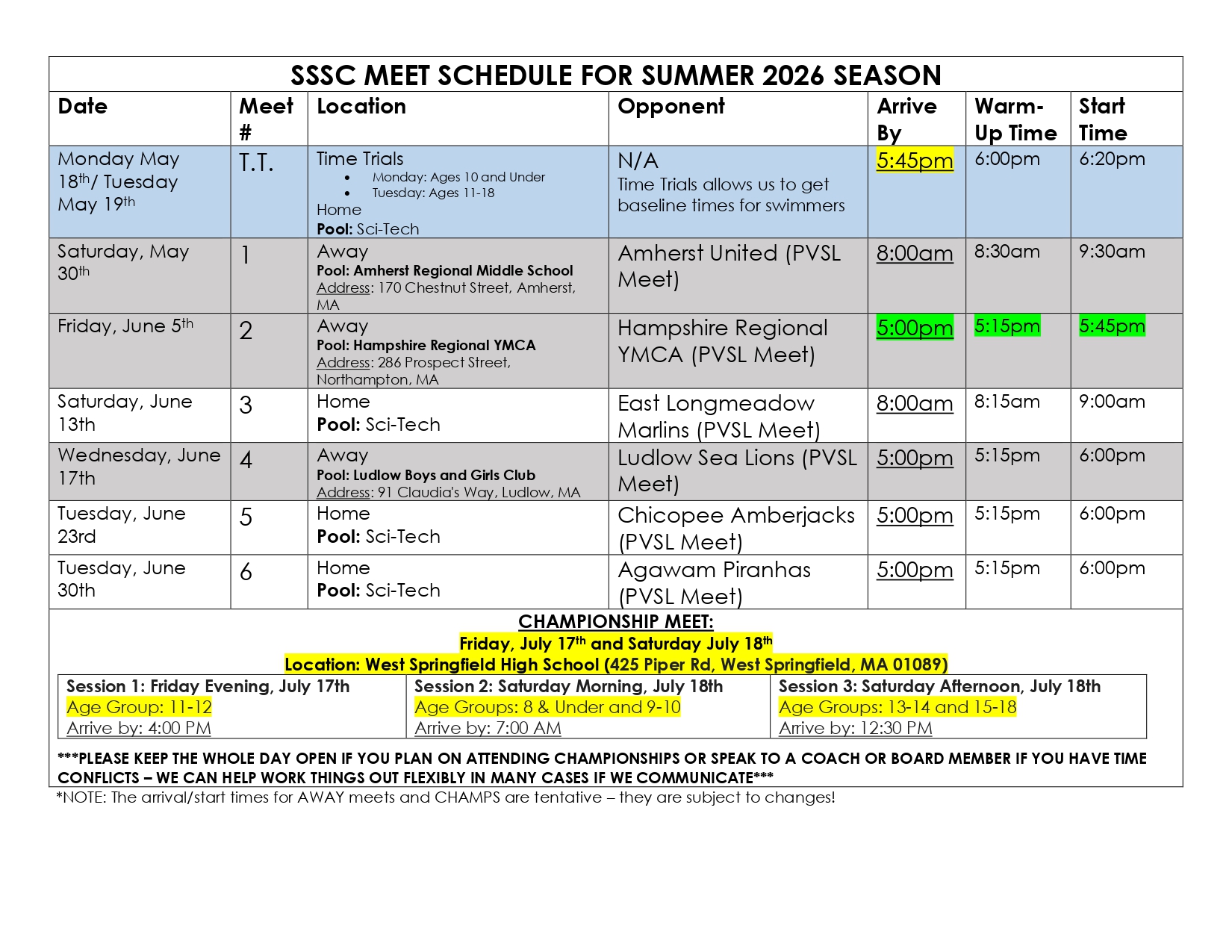 SHARKS UPDATED MEET SCHEDULE FOR SUMMER 2026_V7